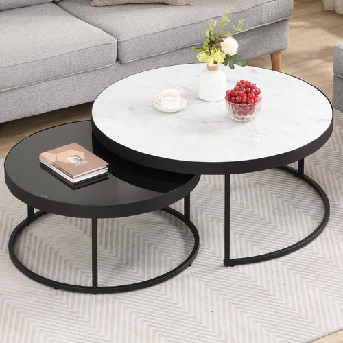 2 Piece Hagano Marble Nesting Coffee Table Set