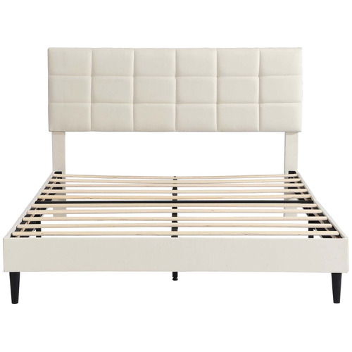 Cassington_Home Beige Hebe Upholstered Platform Bed | Temple & Webster