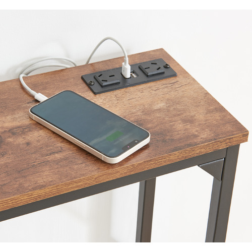 Rustic Brown Ciaran Console Table with Charging Station