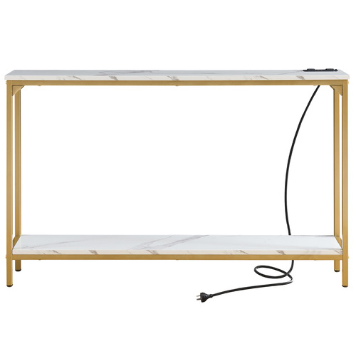 White Ciaran Console Table with Charging Station