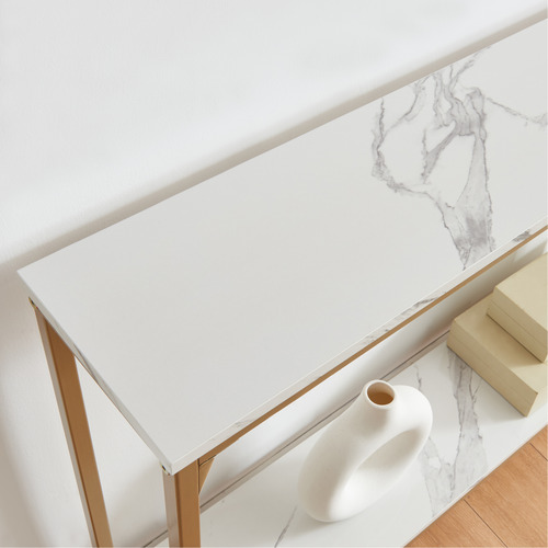 White Ciaran Console Table with Charging Station