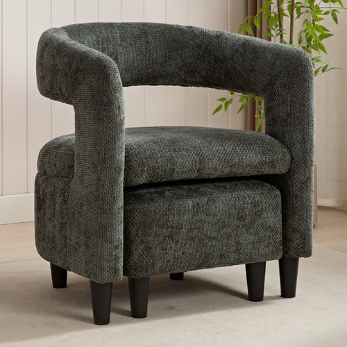 2 Piece Thorin Upholstered Accent Chair & Footstool Set