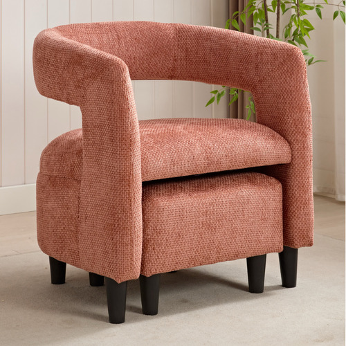 2 Piece Thorin Upholstered Accent Chair & Footstool Set