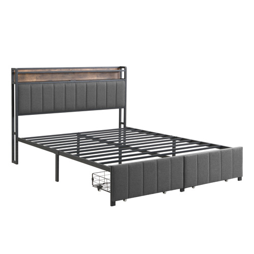 Brunswick Upholstered Bed with LED & Drawers