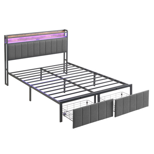 Brunswick Upholstered Bed with LED & Drawers