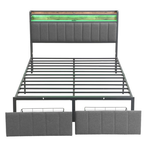 Brunswick Upholstered Bed with LED & Drawers