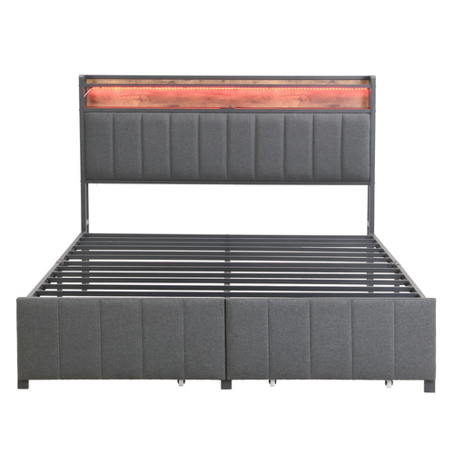 Brunswick Upholstered Bed with LED & Drawers