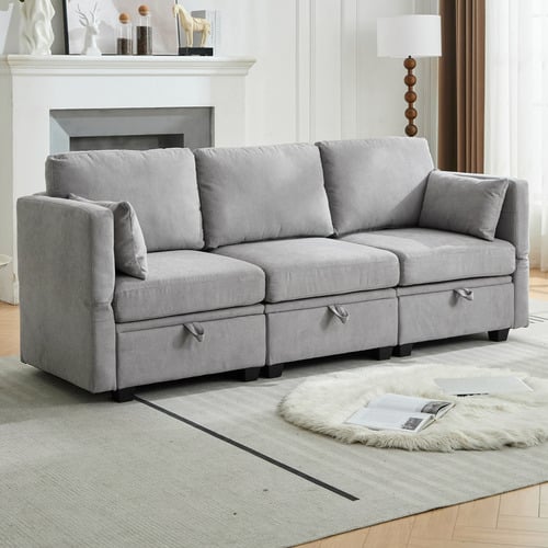 Juno 3 Seater Upholstered Sofa with Storage