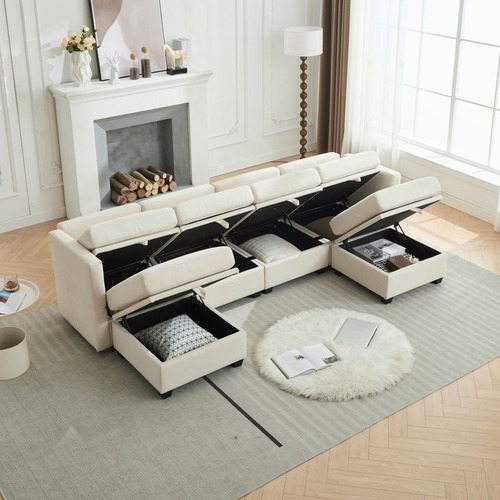 Juno 6 Seater Modular Sofa Set with Ottoman