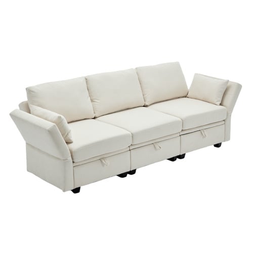 Juno 3 Seater Upholstered Sofa with Storage