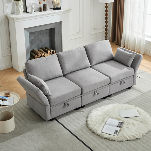 Juno 3 Seater Upholstered Sofa with Storage