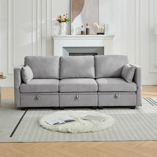 Juno 3 Seater Upholstered Sofa with Storage