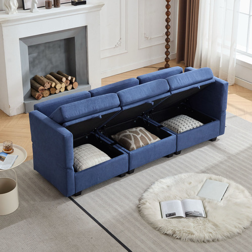 Juno 3 Seater Upholstered Sofa with Storage