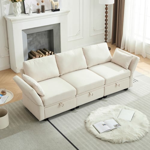 Juno 3 Seater Upholstered Sofa with Storage