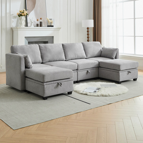Juno 6 Seater Modular Sofa Set with Ottoman