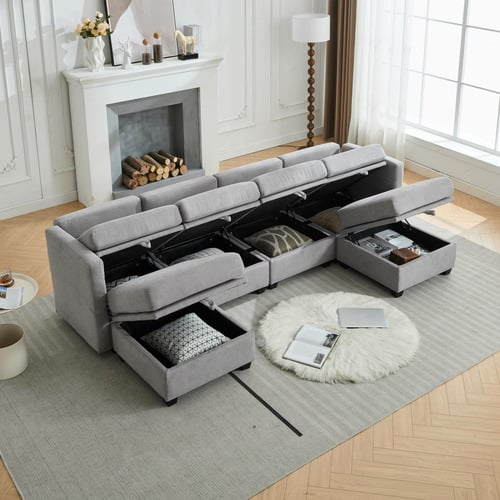 Juno 6 Seater Modular Sofa Set with Ottoman