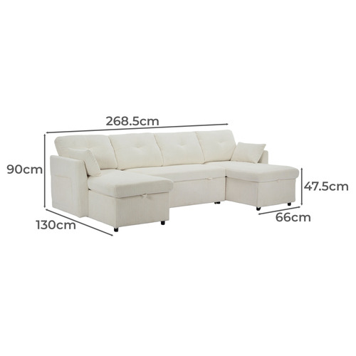Fontana 4 Seater Pull Out Sofa Bed with Chaise