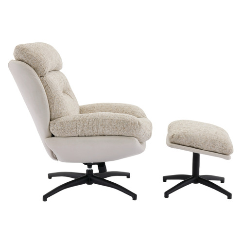 2 Piece Rye Linen Swivel Chair & Footstool Set