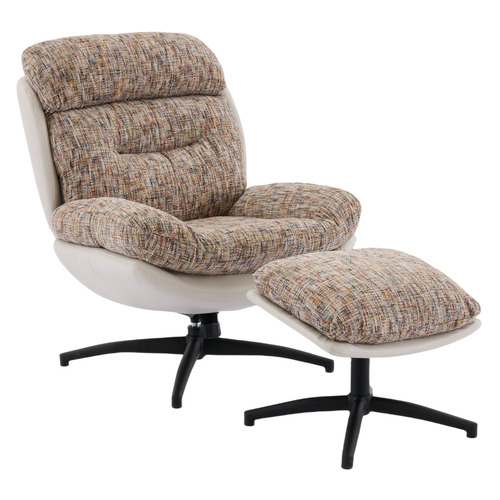 2 Piece Rye Linen Swivel Chair & Footstool Set