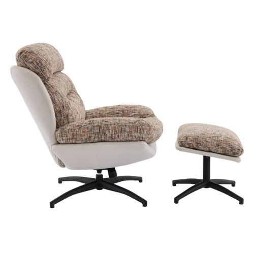 2 Piece Rye Linen Swivel Chair & Footstool Set