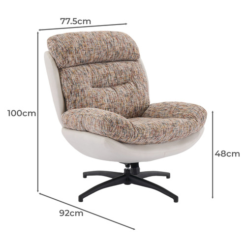 2 Piece Rye Linen Swivel Chair & Footstool Set