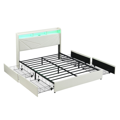 Winsted Upholstered Bed with LED and Drawers