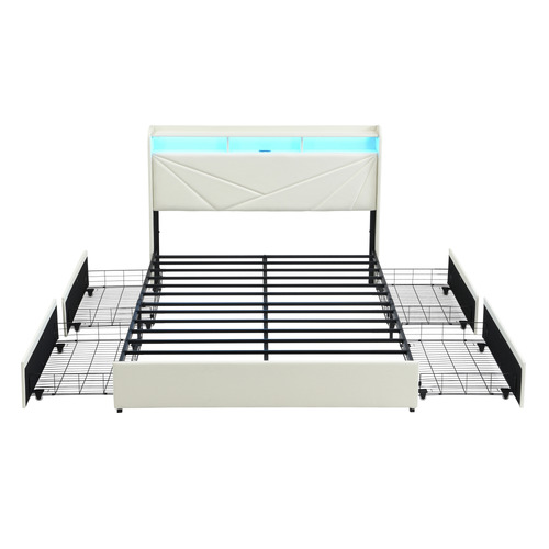 Winsted Upholstered Bed with LED and Drawers