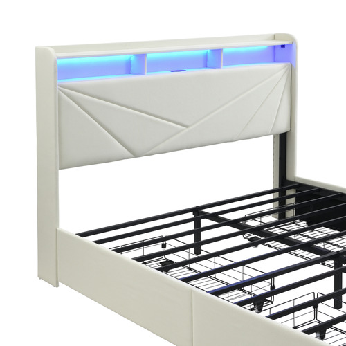 Winsted Upholstered Bed with LED and Drawers