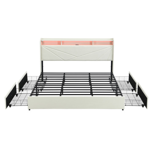 Winsted Upholstered Bed with LED and Drawers