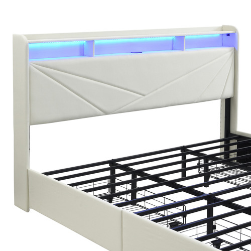 Winsted Upholstered Bed with LED and Drawers