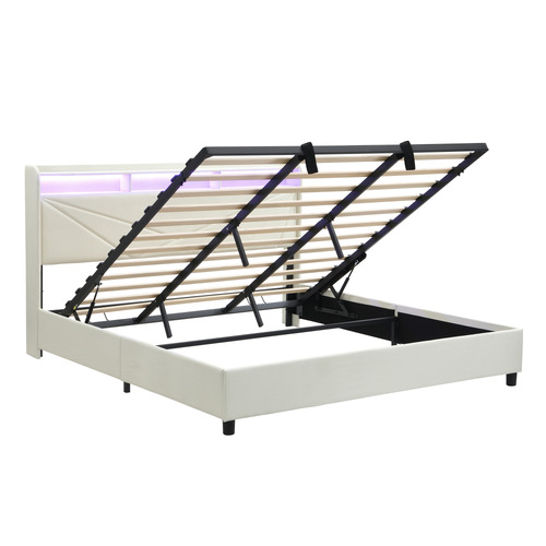 Winsted Upholstered Gas Lift Storage Bed with LED