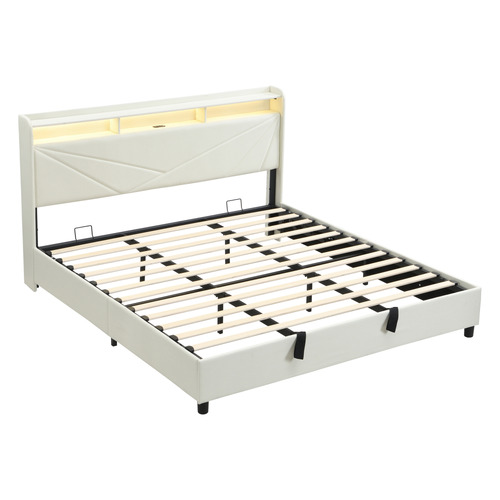 Winsted Upholstered Gas Lift Storage Bed with LED