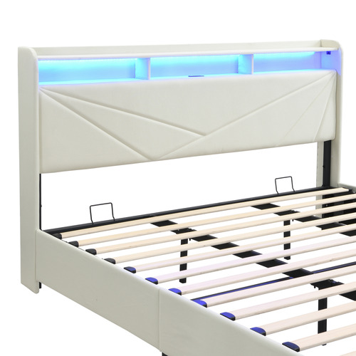 Winsted Upholstered Gas Lift Storage Bed with LED