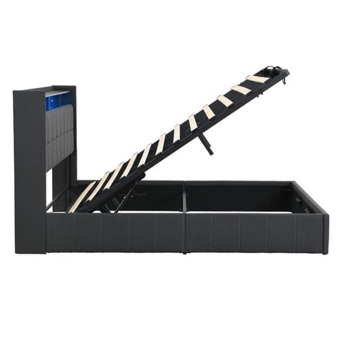 Bates Upholstered Gas Lift Storage Bed with LED