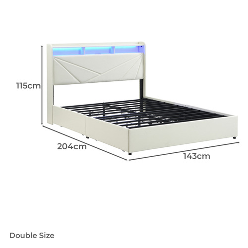 Winsted Upholstered Bed with LED and Drawers