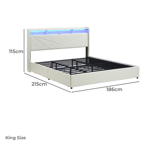 Winsted Upholstered Bed with LED and Drawers