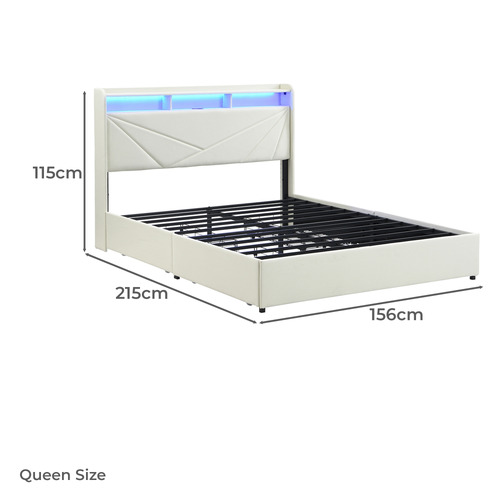 Winsted Upholstered Bed with LED and Drawers