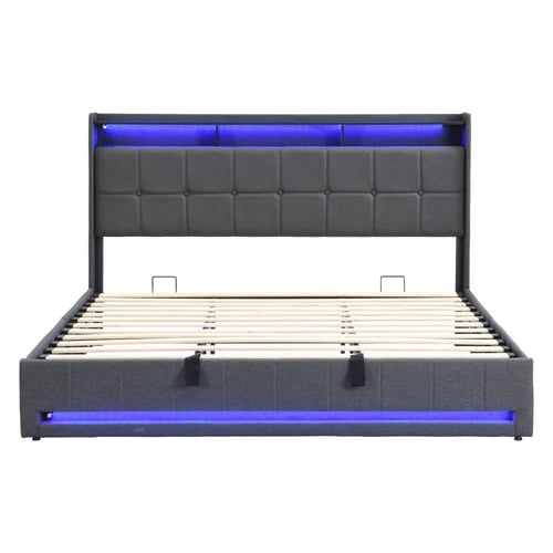 Bates Upholstered Gas Lift Storage Bed with LED