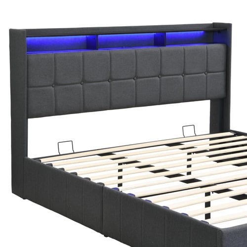 Bates Upholstered Gas Lift Storage Bed with LED