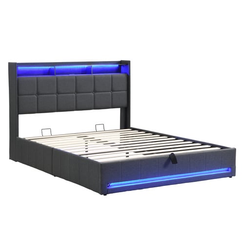 Bates Upholstered Gas Lift Storage Bed with LED