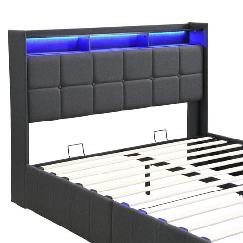 Bates Upholstered Gas Lift Storage Bed with LED