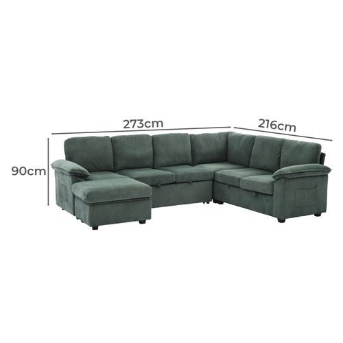 Eviana 6 Seater Corner Modular Sofa Bed & Ottoman Set
