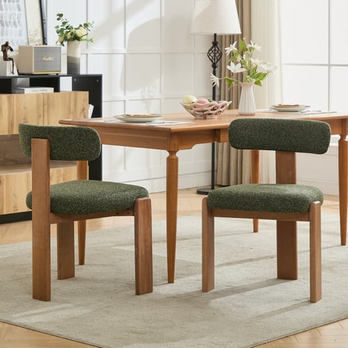 Aguiluz Boucle & Rubberwood Dining Chairs
