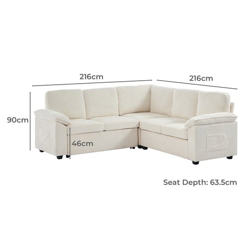 Eviana 5 Seater Single Modular Sofa Bed