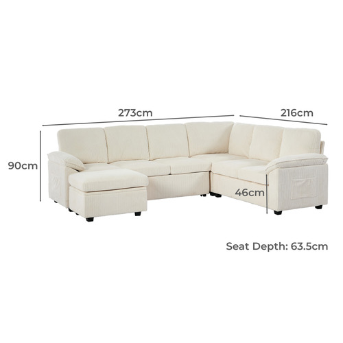Eviana 6 Seater King Single Modular Sofa Bed & Ottoman Set