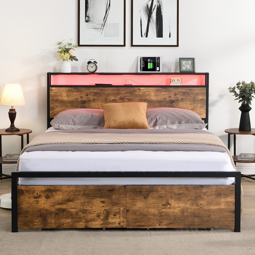 Nunzio Bed with LED and Charging Station