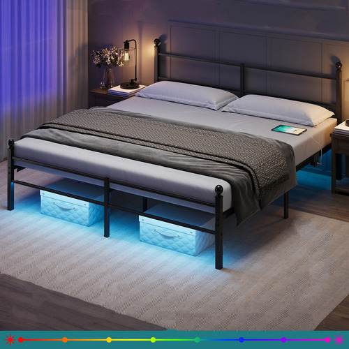 Braulio Bed with LED and Charging Station