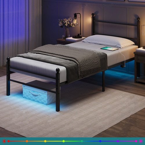 Braulio Bed with LED and Charging Station