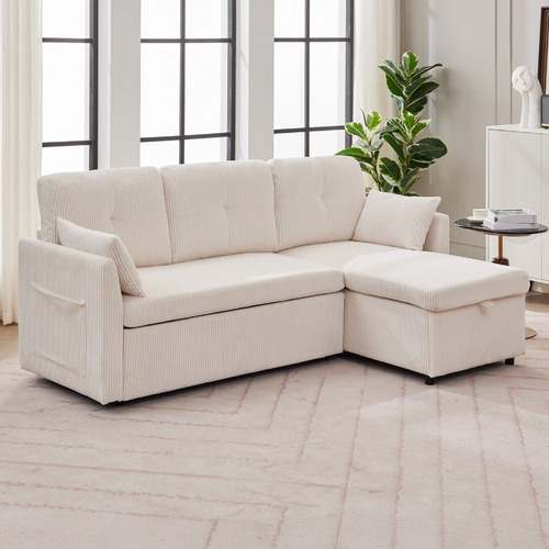 Fontana 3 Seater Queen&nbsp;Corduroy Sofa Bed with Chaise