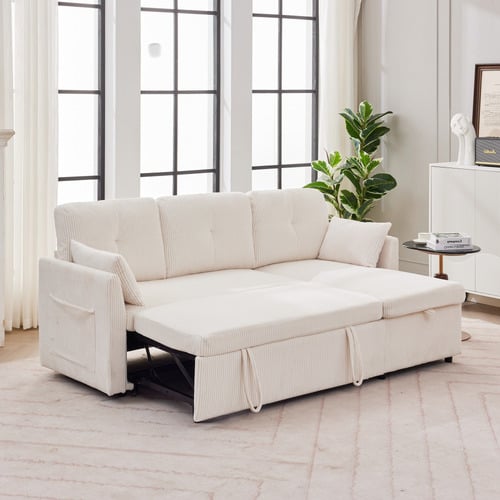 Fontana 3 Seater Queen&nbsp;Corduroy Sofa Bed with Chaise